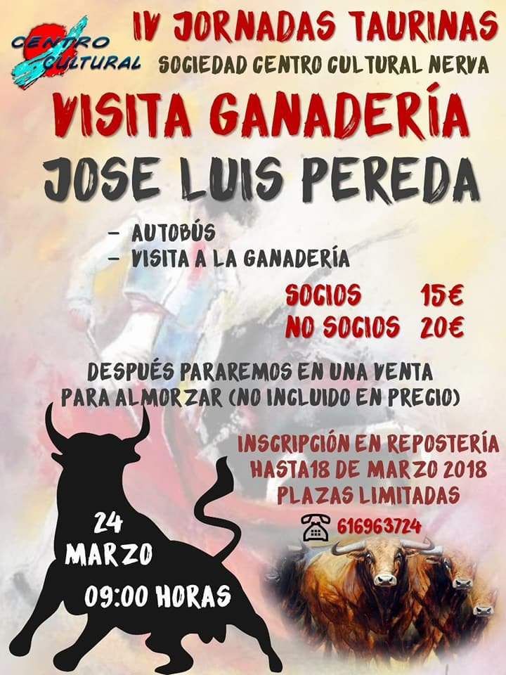 El Casino de Nerva celebrará su IV Jornada Taurina con una visita a la ganadería de Pereda