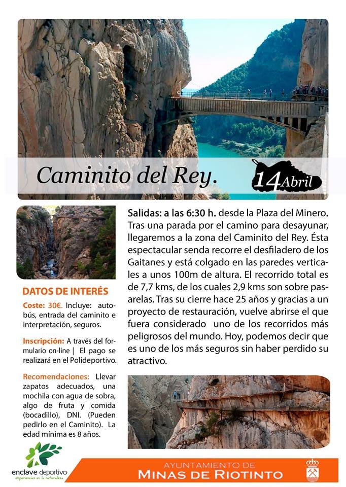 Caminito del Rey, la próxima ruta del programa de senderismo de Riotinto