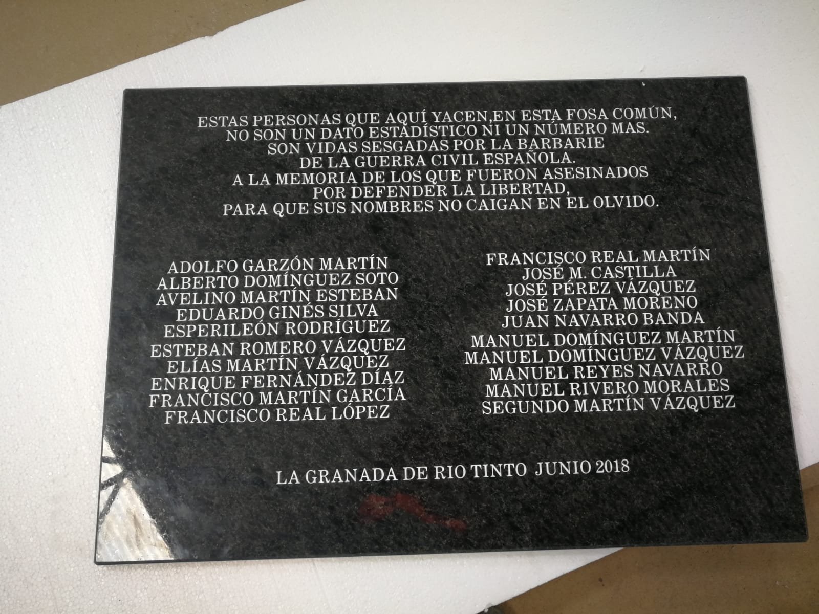 Veinte asesinados de Riotinto, Campofrío y Zufre serán recordados para siempre en La Granada