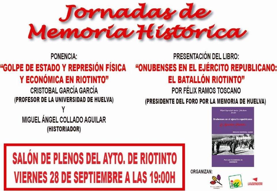 Convocan una jornada sobre el Golpe de Estado en Riotinto