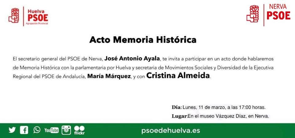 Cristina Almeida hablará de memoria histórica este lunes en Nerva