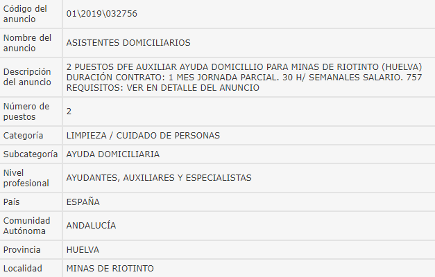 Ofrecen dos empleos de asistente en Riotinto