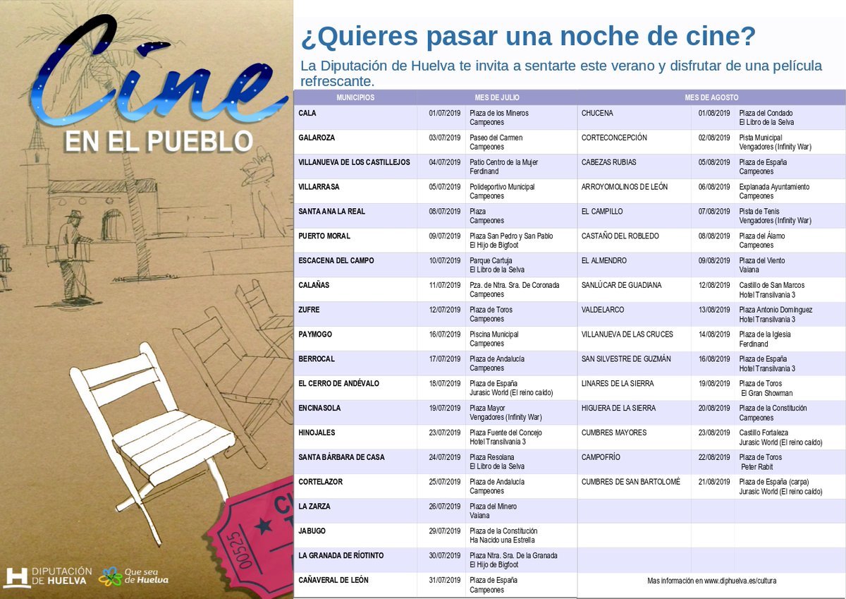 La campaña ‘Cine en el Pueblo’ llega de nuevo a Berrocal, Campofrío, El Campillo y La Granada