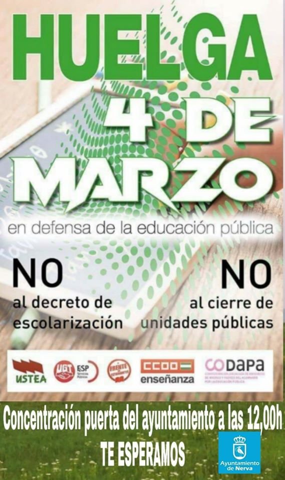 El Ayuntamiento de Nerva se moviliza contra el decreto de escolarización