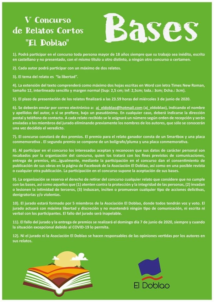 Convocan el V Concurso de Relatos Cortos ‘El Doblao’