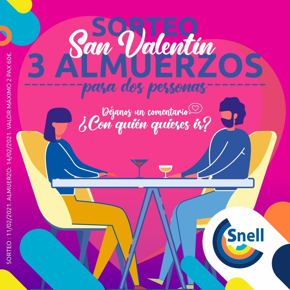 Snell apoya a la hostelería sorteando 15 almuerzos entre sus usuarios por San Valentín