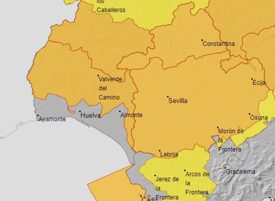La Cuenca Minera se tiñe de naranja en el mapa de riesgos por altas temperaturas