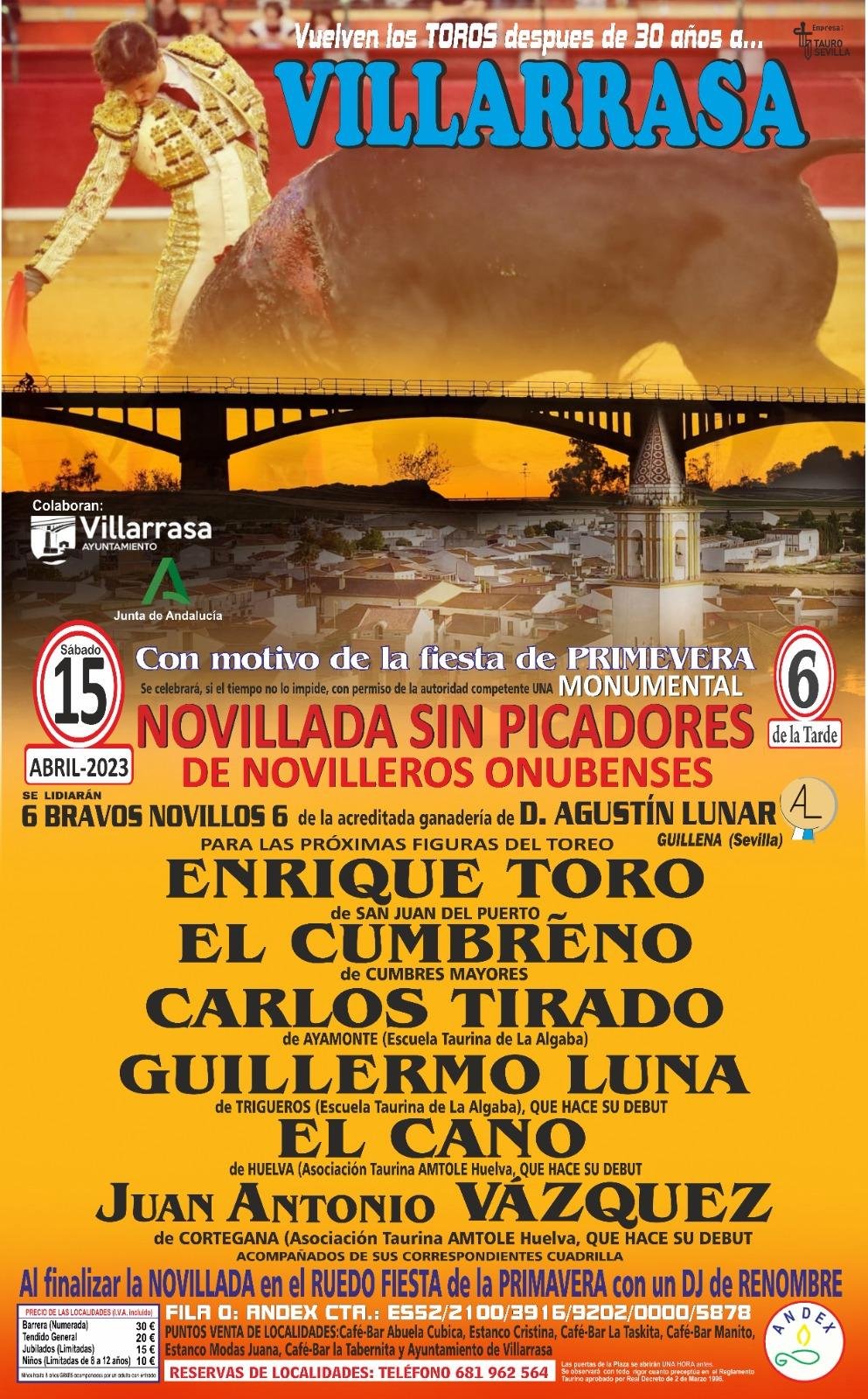Novillada en Villarrasa con la ganadería de Agustín Lunar