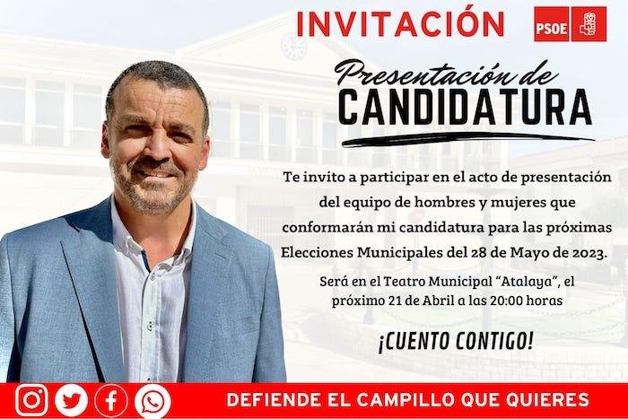 Juan Carlos Jiménez presenta su candidatura a El Campillo el próximo viernes