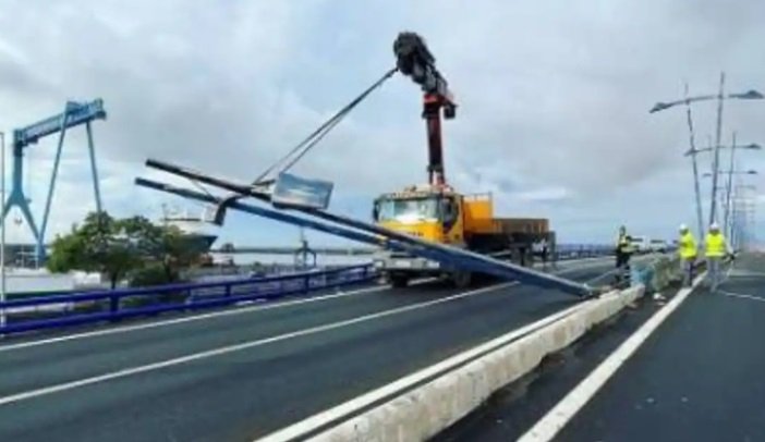 Las obras de iluminación del Puente del Odiel entran en su última fase