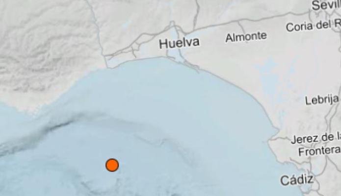 Registrado un terremoto de 3,2 grados junto a la Costa de Huelva