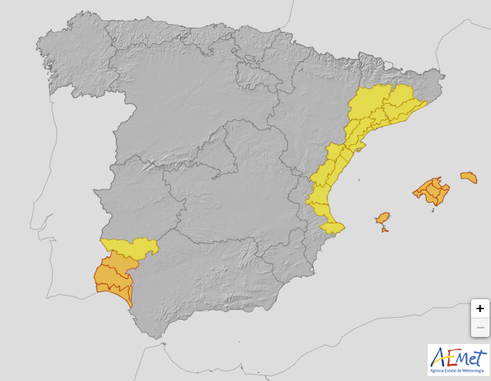 El aviso rojo baja a naranja en el Litoral de Huelva